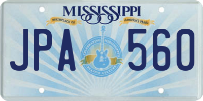 MS license plate JPA560