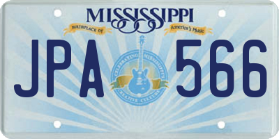 MS license plate JPA566