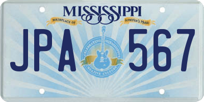 MS license plate JPA567