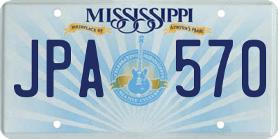 MS license plate JPA570