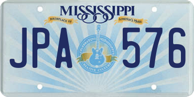 MS license plate JPA576