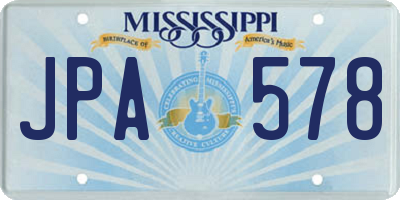 MS license plate JPA578