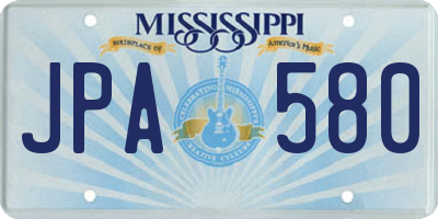 MS license plate JPA580