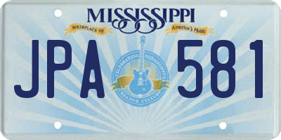 MS license plate JPA581