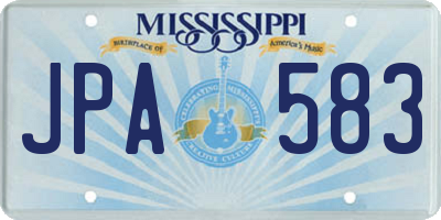 MS license plate JPA583