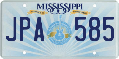 MS license plate JPA585