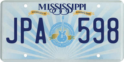 MS license plate JPA598