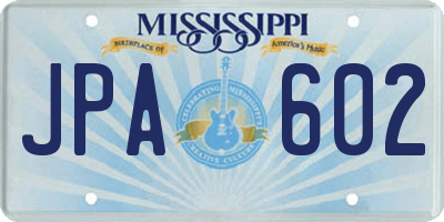 MS license plate JPA602