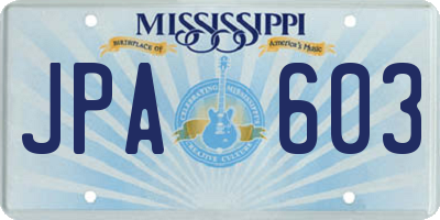 MS license plate JPA603