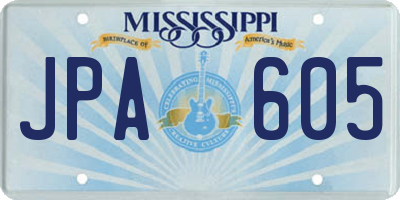 MS license plate JPA605