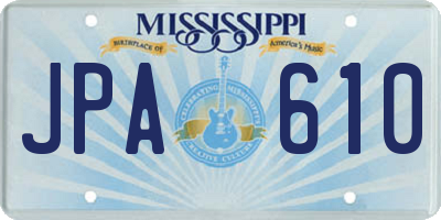 MS license plate JPA610