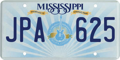 MS license plate JPA625