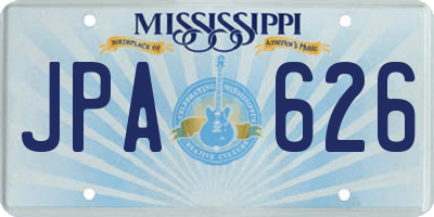 MS license plate JPA626