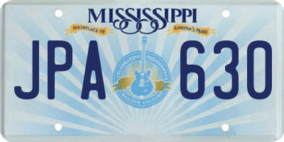 MS license plate JPA630