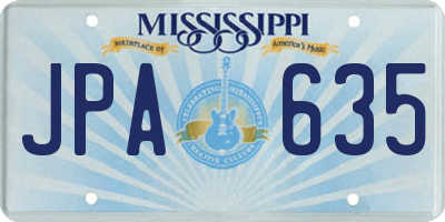 MS license plate JPA635