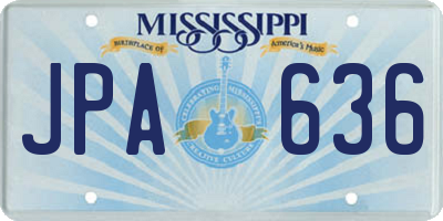 MS license plate JPA636