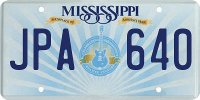 MS license plate JPA640
