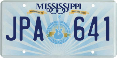 MS license plate JPA641
