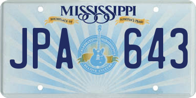 MS license plate JPA643