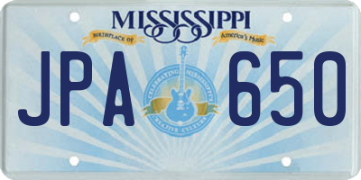 MS license plate JPA650