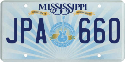 MS license plate JPA660
