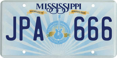 MS license plate JPA666