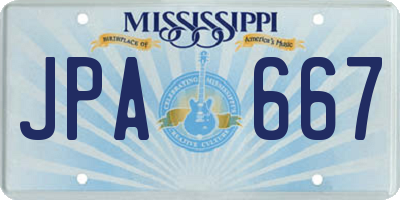 MS license plate JPA667