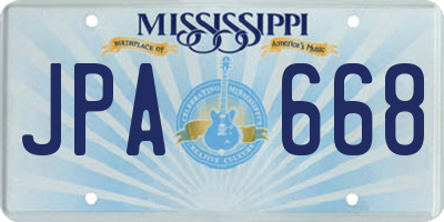 MS license plate JPA668
