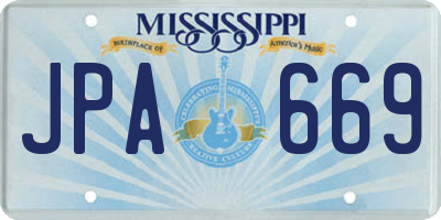 MS license plate JPA669