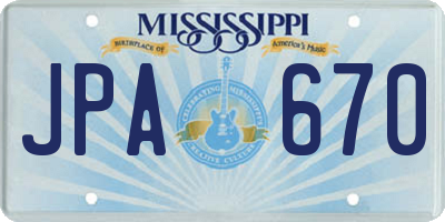 MS license plate JPA670