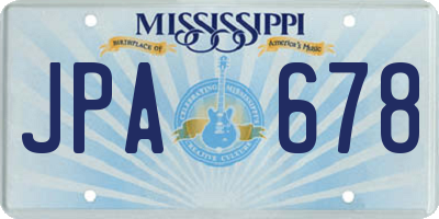 MS license plate JPA678