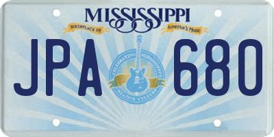MS license plate JPA680