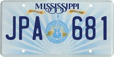MS license plate JPA681