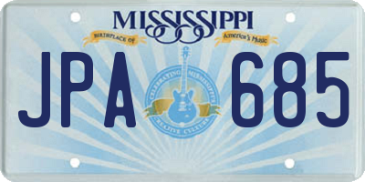 MS license plate JPA685
