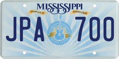 MS license plate JPA700
