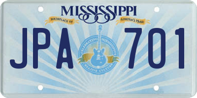 MS license plate JPA701