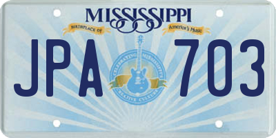 MS license plate JPA703