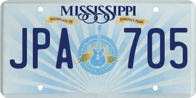 MS license plate JPA705
