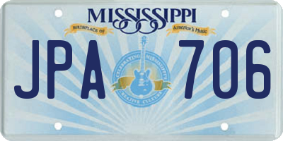 MS license plate JPA706
