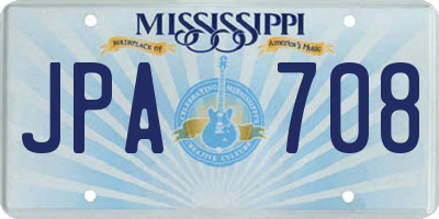 MS license plate JPA708