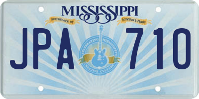MS license plate JPA710
