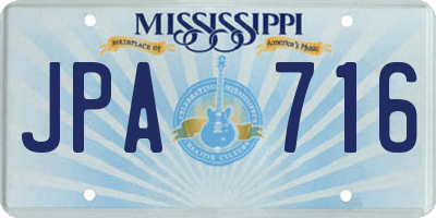 MS license plate JPA716