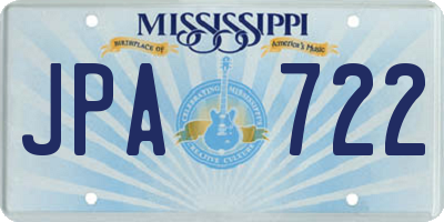 MS license plate JPA722
