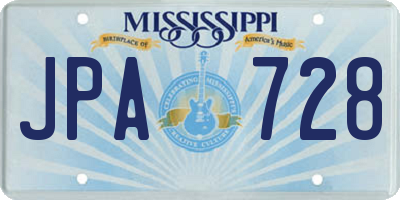 MS license plate JPA728