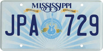 MS license plate JPA729