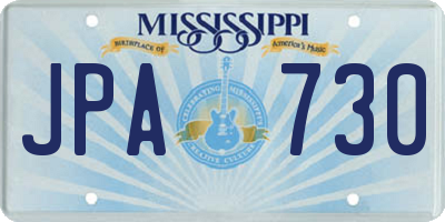 MS license plate JPA730