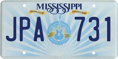 MS license plate JPA731