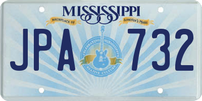 MS license plate JPA732