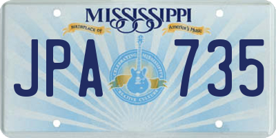 MS license plate JPA735