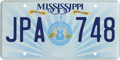 MS license plate JPA748